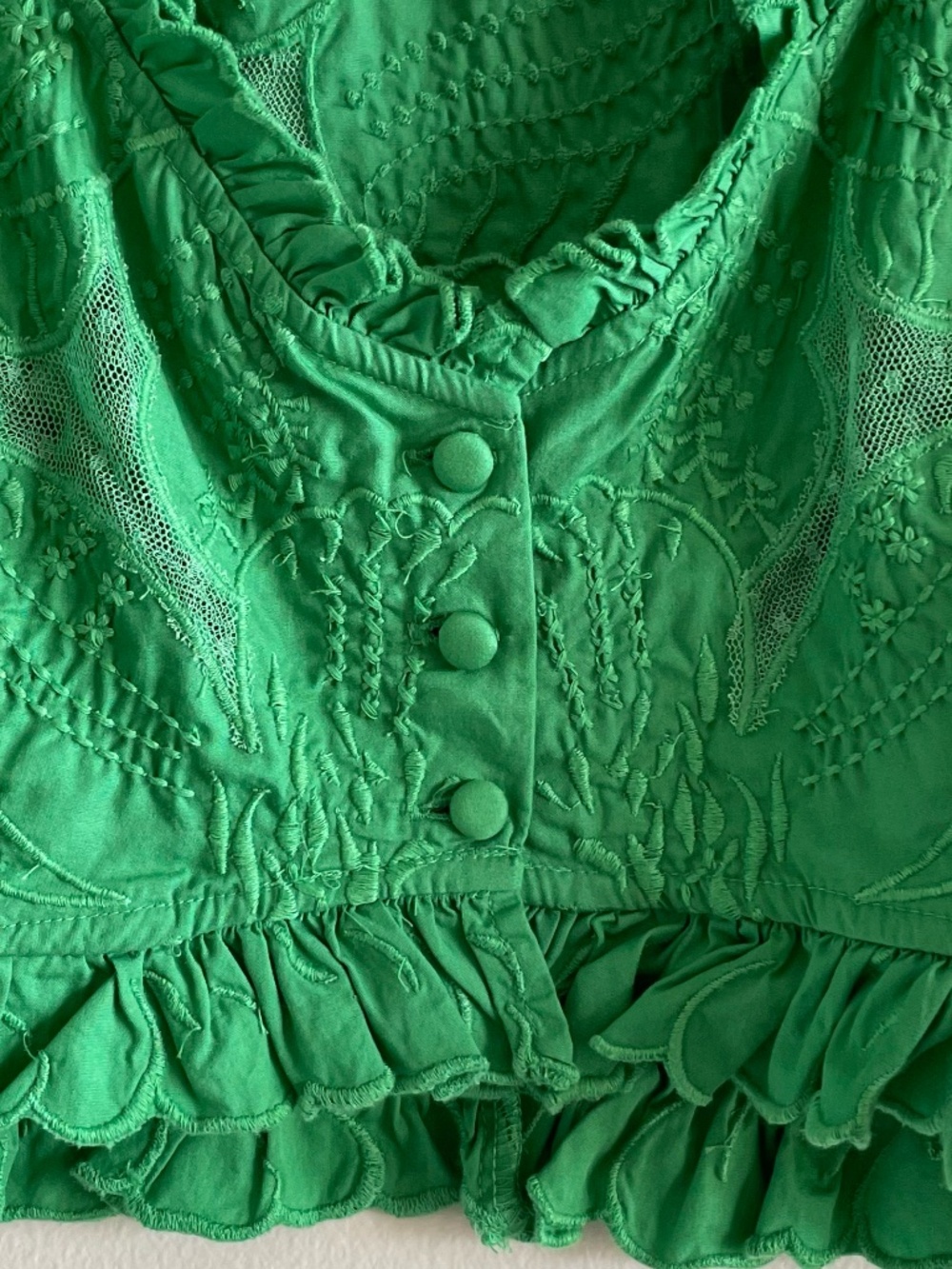 Free People All The Ways Top Grass Green Embroidered XS NWT - Picture 7 of 16
